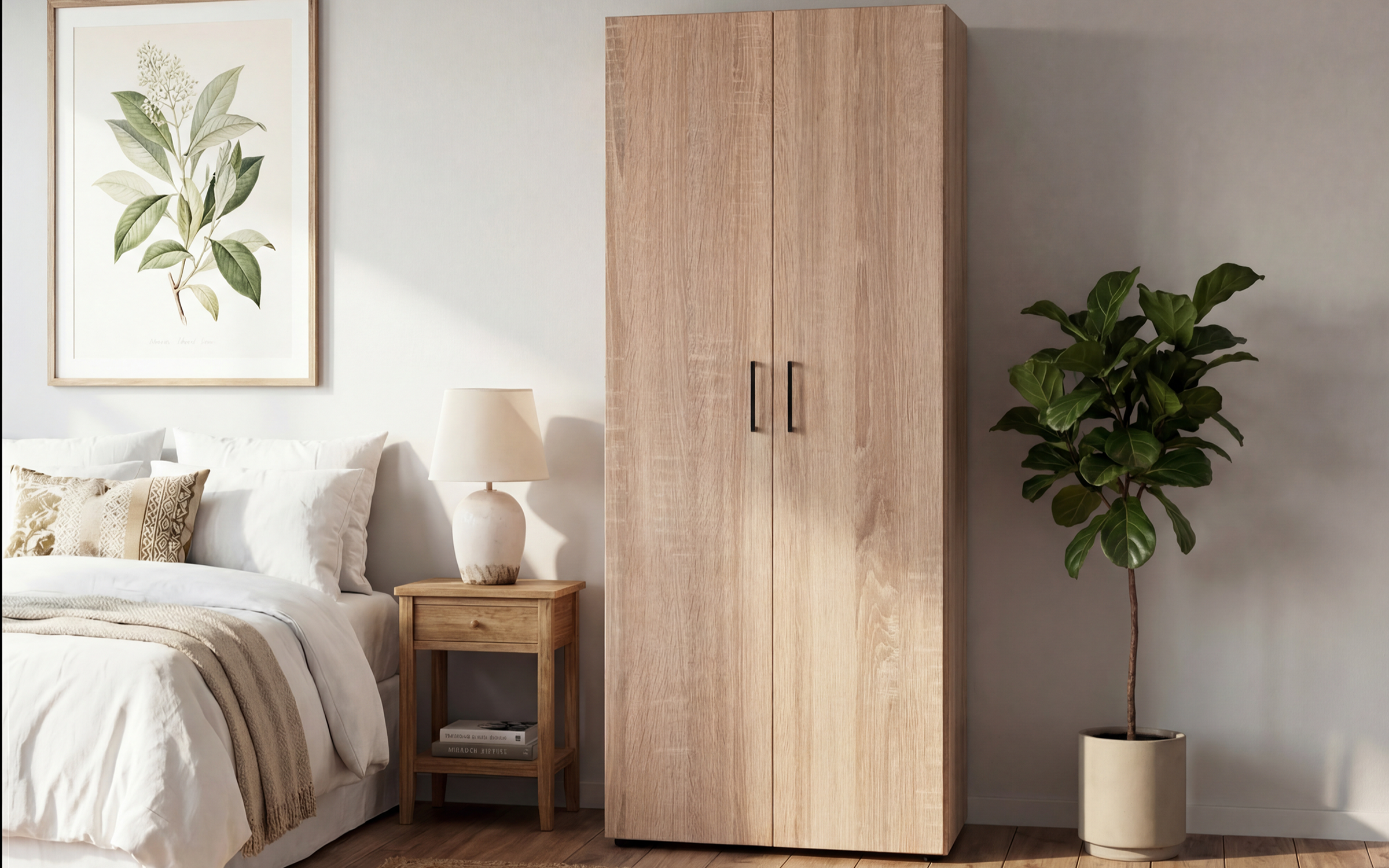 Double-winged wardrobe with clothes rod Massimo Comfort 1, Sonoma oak  1